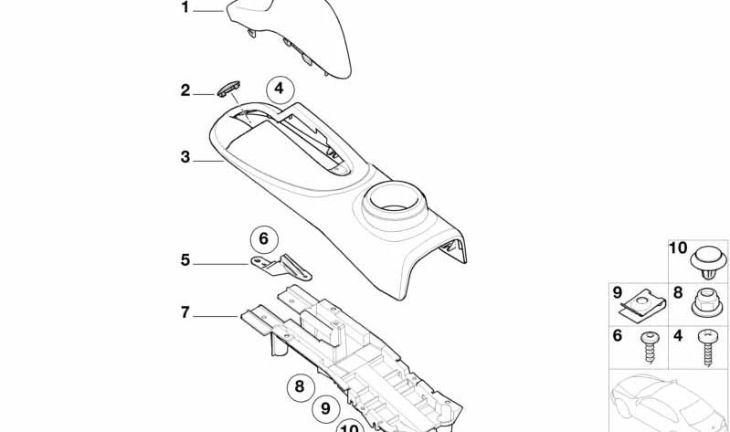 Soporte de consola del freno de mano OEM 51161487702 para MINI R50 y R53. Pieza original MINI, compatible con modelos One y Cooper fabricados entre 2001 y 2006. Ideal para sustituir soporte roto o dañado.