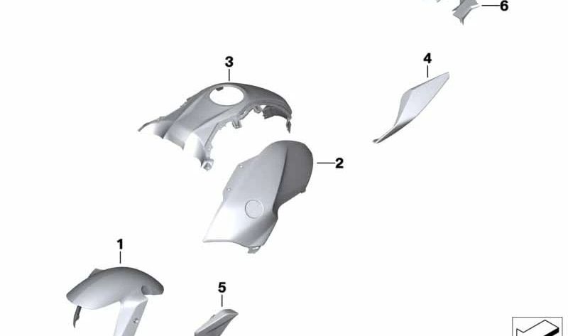 Asa esquerda OEM 46638406897 para BMW Motorrad R 1200 R, R 1250 R (K53) em cor preta de tempestade. BMW Motorrad original.