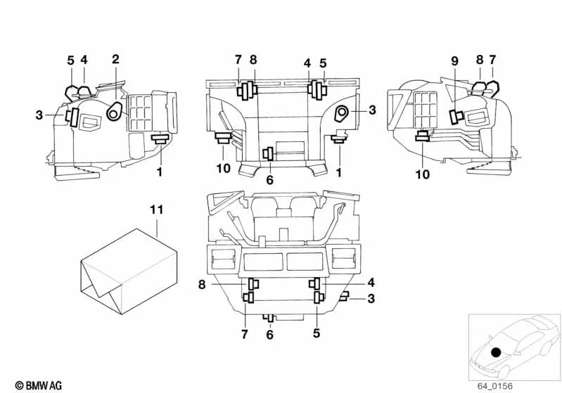 Accionador regulador de chapaleta de distribución derecha OEM 64116939407 para BMW Serie 7 E38. Original BMW.