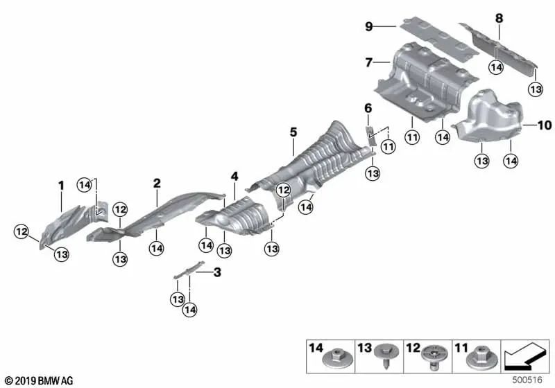 Front silencer heat insulation for BMW G20, G21 4 Series G22, G23, G26 (OEM 51717447157). Original BMW.