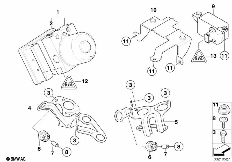 Staffa sensore DSC OEM 34516769159 per BMW Z4 E85, E86. BMW originale.