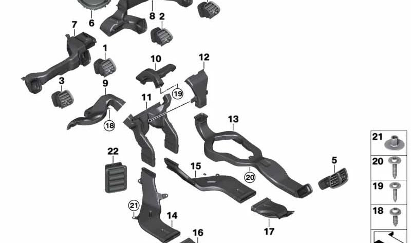 Rejilla de aire exterior central izquierda OEM 64229305681 para MINI Clubman F54, F54 LCI. Original MINI.