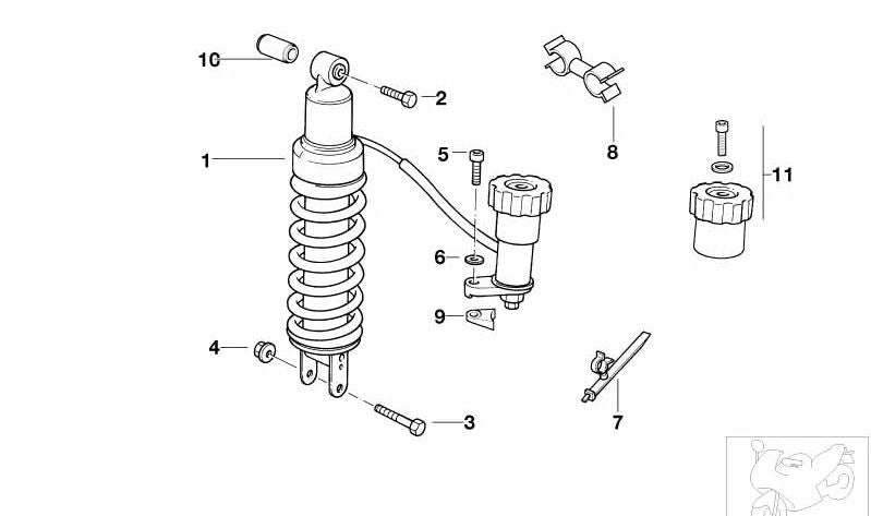 Amortiguador trasero OEM 33532331946 para BMW Motorrad R 1100 RT, R 850 RT. Original BMW Motorrad.