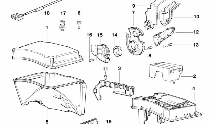 Tapa de unidad electrónica OEM 12901745527 para BMW Serie 7 E38. Pieza original BMW.