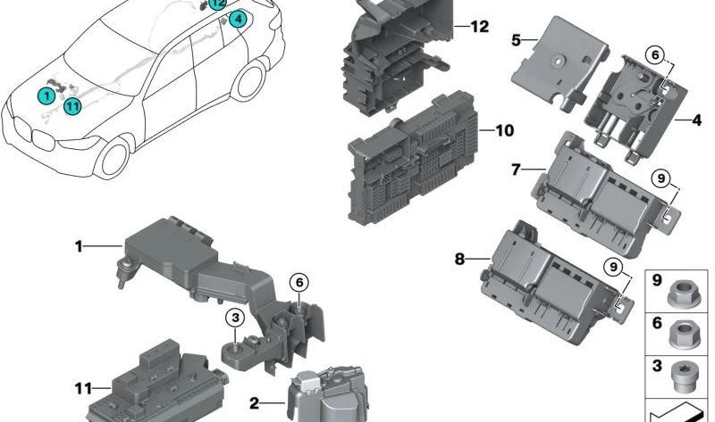 Punto de arranque auxiliar OEM 61146842524 para BMW G20, G20N, G21, G21N, G28, G28N, G22, G22N, G23, G23N, G26, G26N, G29, G42. Original BMW.