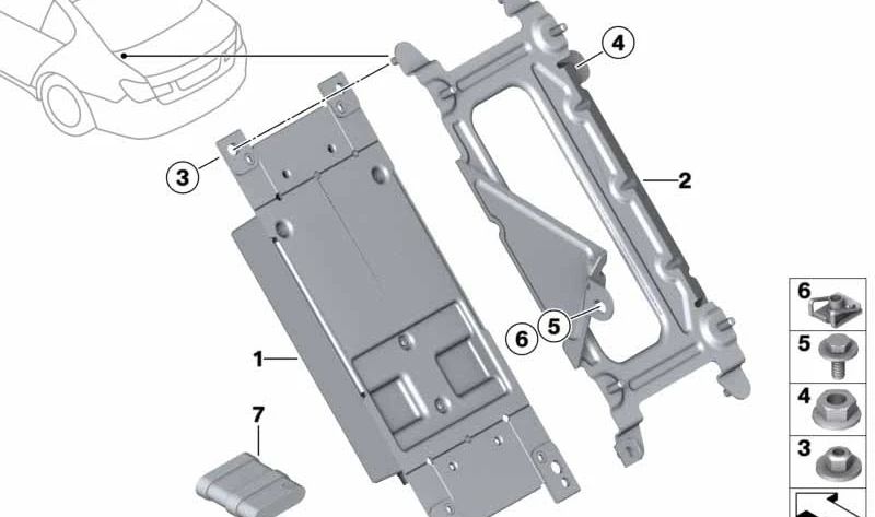 Soporte Unidad de Control para BMW F01, F02, F04 (OEM 65159153136). Original BMW