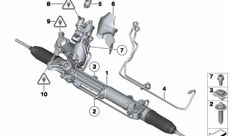 Caja de dirección asistida Servotronic OEM 32102475173 para BMW F07, F01, F02. Original BMW.