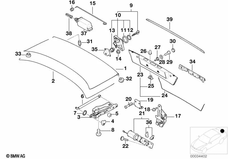 ANTRIEB -SERNOSCHLOS HECKLAppe für BMW E38 (OEM 67338352202). Original BMW.