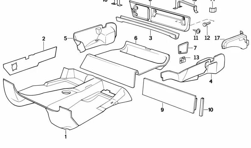 Revestimiento interior derecho maletero OEM 51478134392 para BMW Z1 (E30). Original BMW.