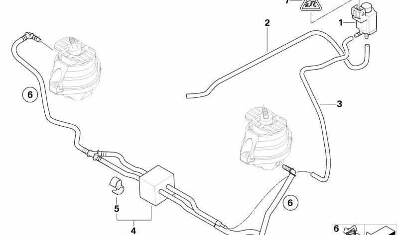Tubo de vácuo OEM 22116773708 para BMW E60, E61, E63, E64 (520D com motor M47). BMW original.