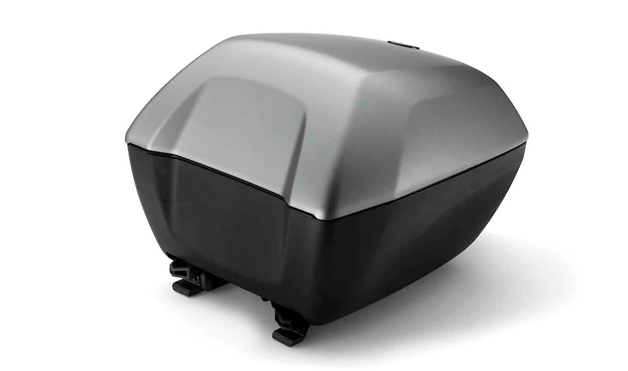 Carcasa exterior tapa del maletín gris asfalto OEM 77438409433 para motos BMW R 1200 R, R 1250 R, F 900 R, F 900 XR, C 400 GT, C 400 X. Original BMW Motorrad.