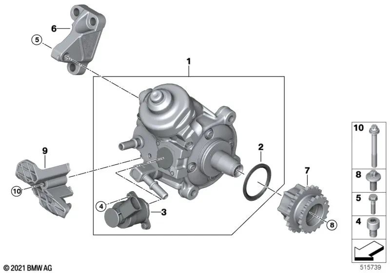Pinhão da bomba de alta pressão para BMW U06, U11 (OEM 1352988471). BMW original.