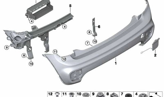Revestimiento de parachoques trasero imprimado OEM 51127398777 para MINI F55, F56, F57, incluyendo John Cooper Works. Original MINI.