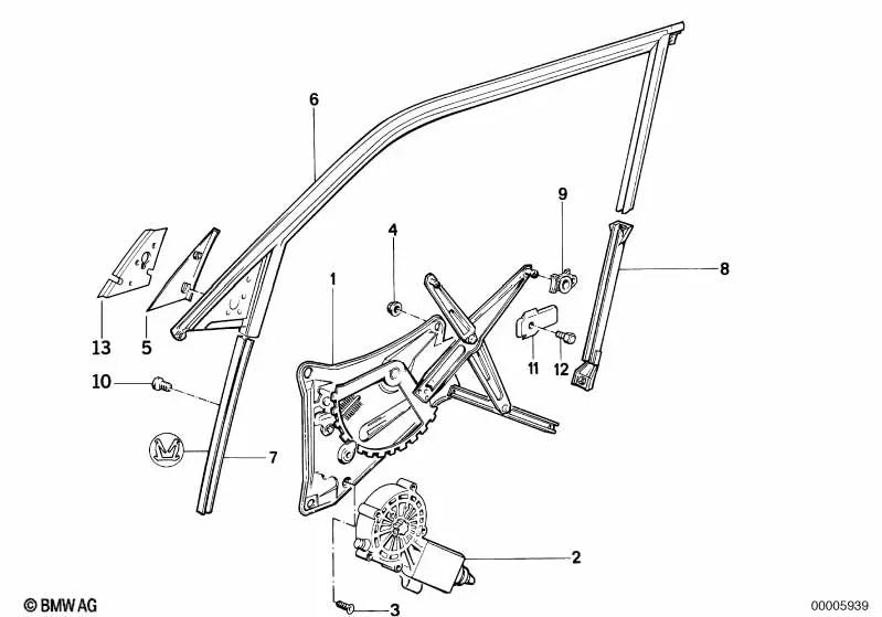 Links vordere Führung für die BMW 7 E32 -Serie (OEM 51328127501). Original BMW.