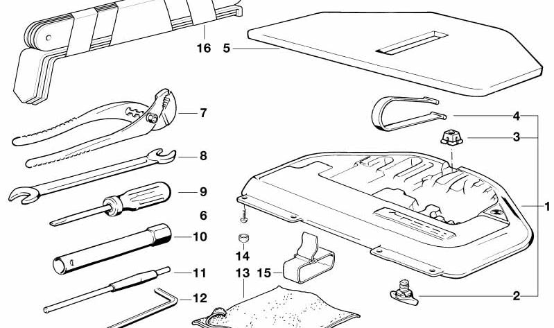 OM 7111179497 CEINTURE DE TRUNT POUR BMW E34. Pièce BMW originale. Idéal pour définir des outils dans le kit d'urgence.