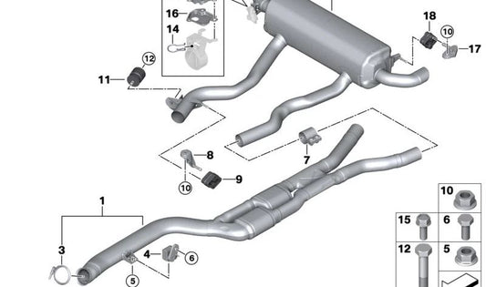 Silencioso trasero con válvula de escape OEM 18309894285 para BMW G42 M240i y M240i xDrive. Original BMW.
