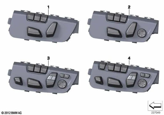 Interruptor reglaje asiento izquierdo OEM 61319347457 para BMW Serie 6 F06, F12, F13... y más. Original BMW.