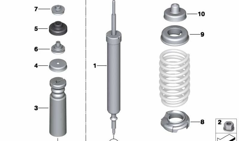 Amortiguador trasero OEM 33526771725 para BMW E90, E90N, E92, E92N. Original BMW.