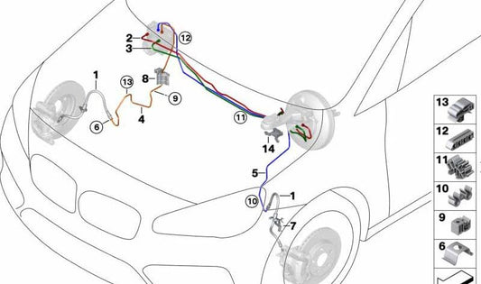 Tubo de conexión para bomba de freno OEM 34306874572 para BMW F45, F46, F48. Original BMW.