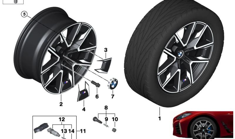 Llanta de aluminio color gris midnight para BMW G26 (OEM 36118747303). Original BMW.