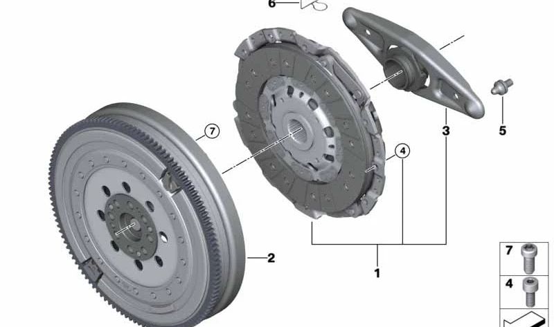 Pièces d'embrayage définies pour BMW E81, E82, E87N, E88, F20, F21, F22, F23, E90, E91, F30, F31, F34, F32, F36, E84 (OEM 21208631807). BMW d'origine.