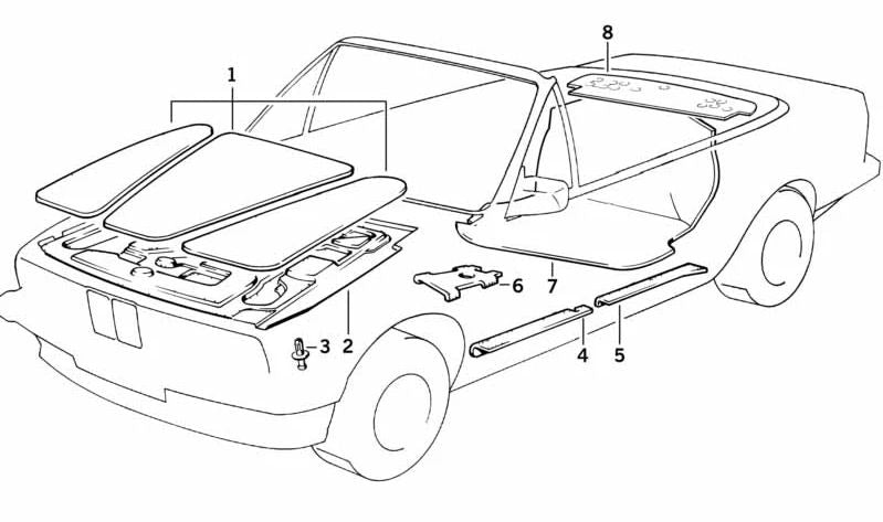 Aislante acústico lateral derecho OEM 51481911388 para BMW E30. Pieza original BMW.