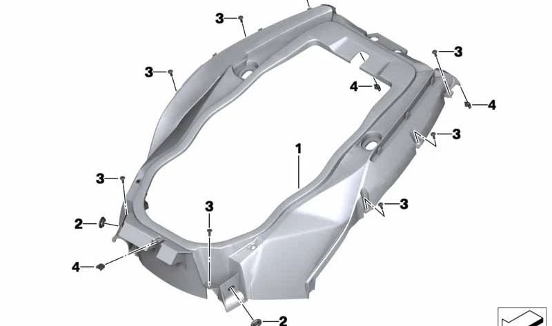 Moldura do compartimento de armazenamento OEM 46637725005 para BMW Motorrad C 650 GT (2011-2020). Originais BMW Motorrad.