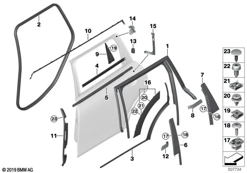 Parafuso da cabeça para BMW F52, F45, F46, F48, F49 e MINI F54, F55, F60 (OEM 07147374376). BMW original