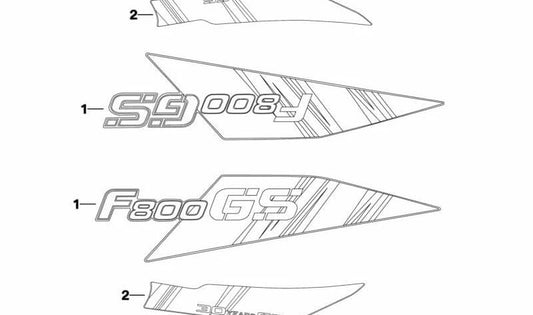 Left decorative multicolored paint 51147722087 for bmw f 800 gs and f 650 gs motorcycles (K72). Original BMW Motorrad.