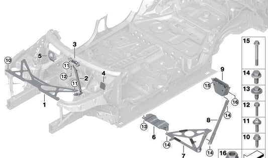 Rechte vordere Verstärkungsstange 51618078290 für BMW X5 F95 und X6 F96 (M- und M -Wettbewerbsmodelle). Originalstrukturverstärkung BMW.