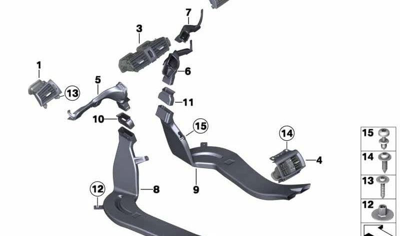 Conducto de calefacción trasero derecho OEM 64229175040 para BMW F25, F26. Original BMW.