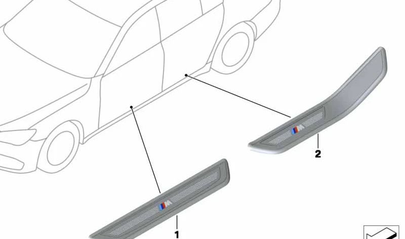 Moldura M estribo trasero izquierdo OEM 51478046291 para BMW Serie 7 F02, F02 LCI (2007–2015). Original BMW.