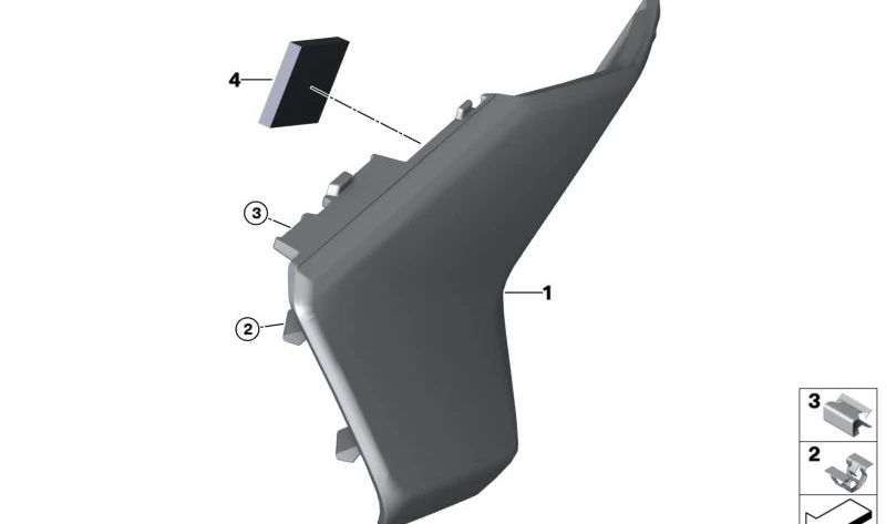 Protección de rodilla derecha OEM 46631541496 para motos BMW R 1300 GS (KA1). Original BMW Motorrad.
