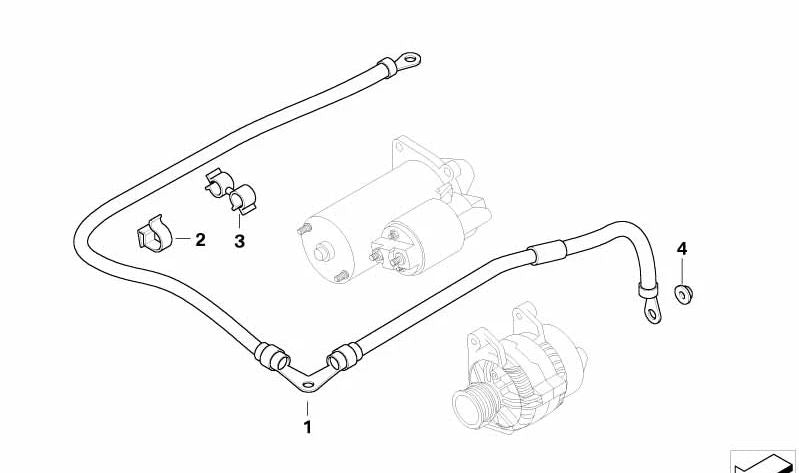 Cable alternador/arranque B+ OEM 12422249645 para BMW Serie 3 E46 330d (1999-2003). Original BMW.