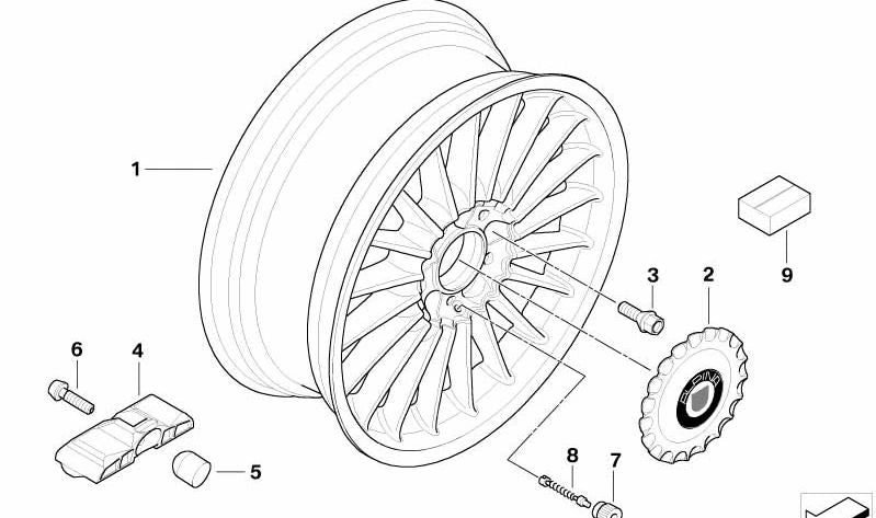 Roues en alliage léger 8JX18 OEM 36107966289 pour BMW E65. BMW d'origine.