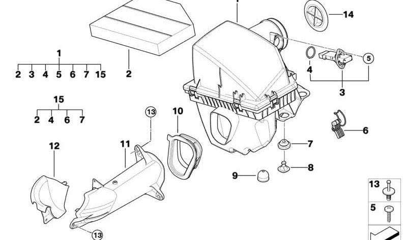 Medidor de massa de ar OEM 13627839014 para BMW E46 M3, E60 M5, E61 M5. Compatível com os motores S54 e S85. BMW original.