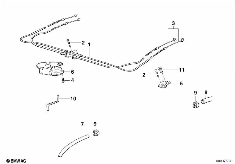 Tubo de guía del techo corredizo OEM 54128206390 para BMW Serie 3 E36 316i, 318i... y más. Original BMW.