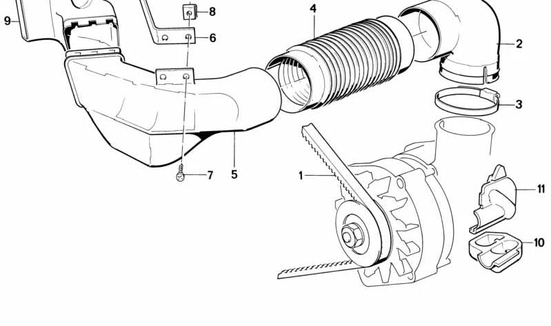 Tubo de admisión de aire (Schnorchel) OEM 12311716005 para BMW E32. Pieza original BMW.