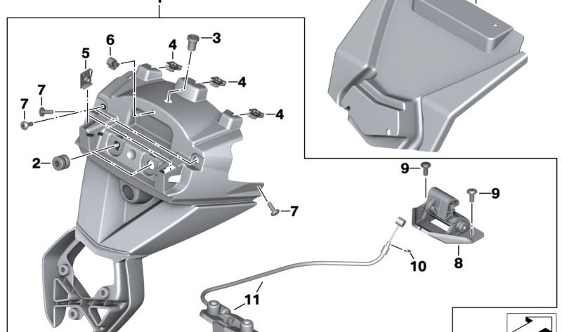 Soporte de matrícula OEM 46627697192 para motos BMW R1200R (K27) 2006-2014. Original BMW Motorrad.