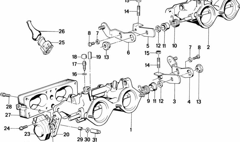 Muelle de retorno mariposa OEM 13541309220 para BMW E30, E28, E34, E24. Pieza original BMW.