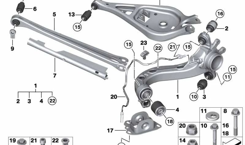 Left rear suspension arm OEM 33326774775 for BMW Z4 E85, E86. Original BMW.