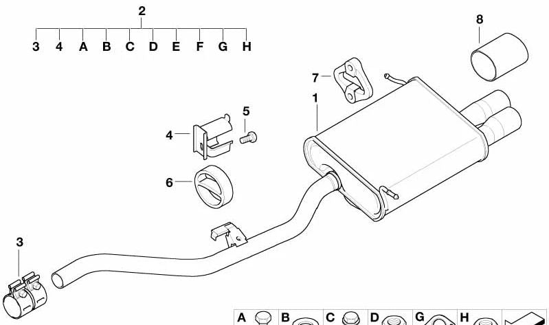 Silent rear OEM 18101437832 for BMW Z3 E36 {Z3 2.0, Z3 2.8} Compatible with Cl31, Cl41, CH31, CH41, CJ31, CJ41, CJ41, CK31, CK41, CK41, CK51, CK61 models. Original BMW.