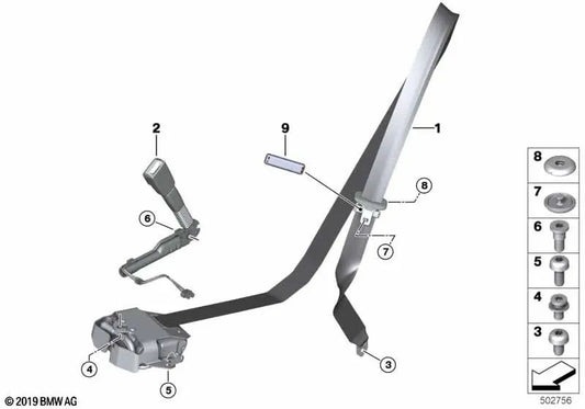 Correa superior delantera derecha OEM 72118076362 para BMW Serie 4 F33, F83 M4... y más. Original BMW.