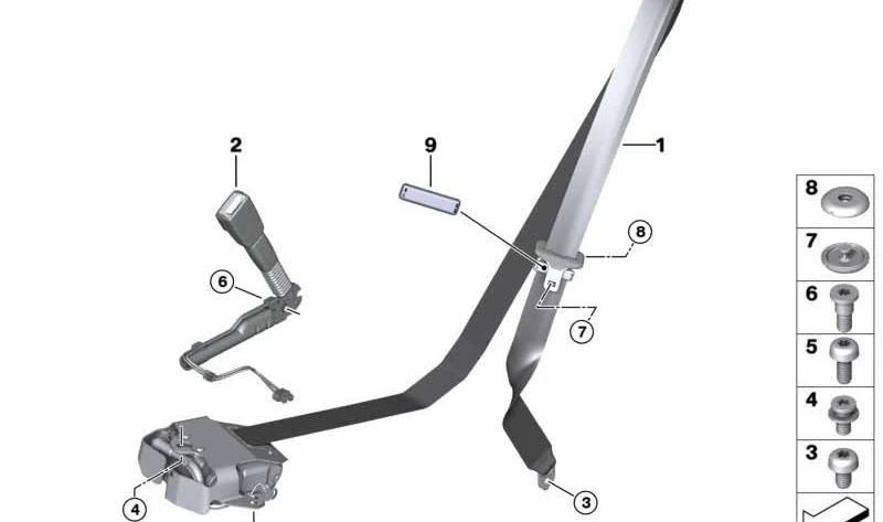 Cintura anteriore in alto a sinistra per BMW 4 F33 Series, F83, 6 F06, F12 (OEM 72117374381). BMW originale