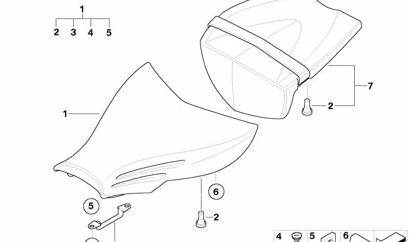 Black front seat OEM 52537691788 for bmw R 1200 S motorcycles, HP2 Sport. Original BMW Motorrad.