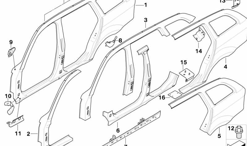 Marco del techo derecho OEM 41217277340 para BMW E91 y E91N. Original BMW.