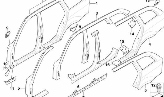 OEM Right Dachrahmen 4121727340 für BMW E91 und E91N. Original BMW.