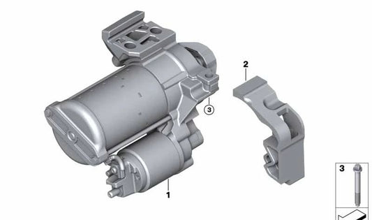 Motor de arranque OEM 12418621838 para BMW F20, F21, F22, F23, F30, F31, F34, F32, F33, F36. Compatible con versiones N. Repuesto original BMW.