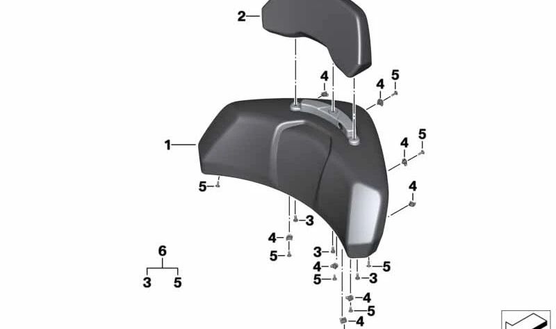 Acolchado inferior marrón OEM 46548392278 para BMW K1600 GTL (K48) 2015-2025. Original BMW Motorrad.