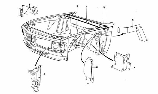 Folha de proteção à direita 41141814036 para BMW E36, E46, E90, E91, E92, E93, F30, F31, F32, F33, F34, G20. Peça original da BMW.